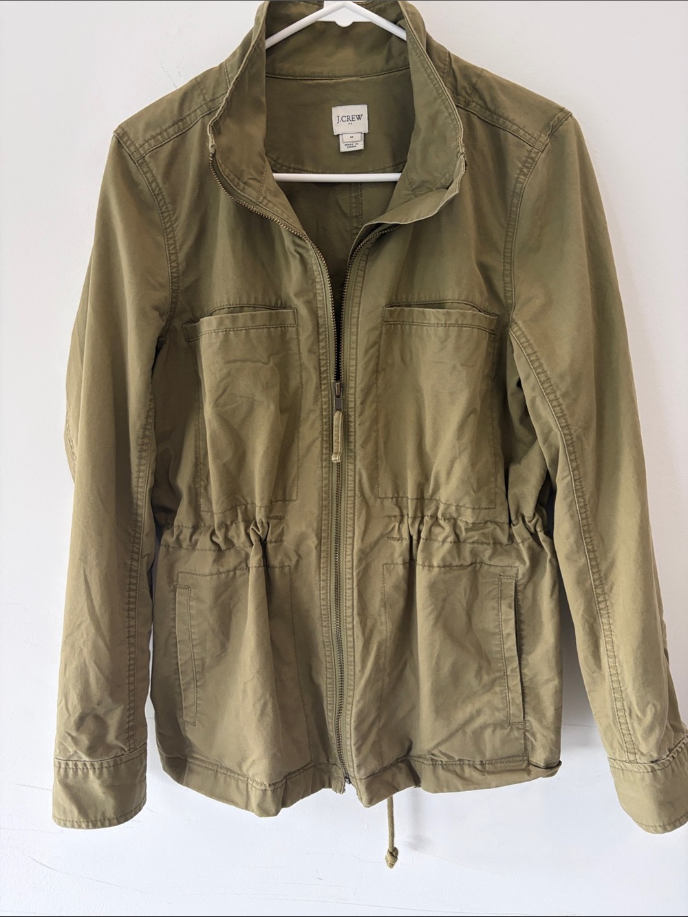 J. Crew Olive Green Utility Jacket with Drawstring Waist